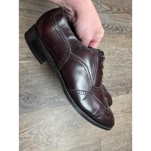 Florsheim Wingtips Shoes 9.5B Dark Cherry Brown Leather Dress - Picture 6 of 9